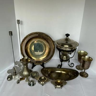 Silverplate & Brass Serving And Decorative Lot