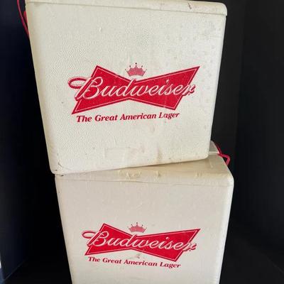 Budweiser Styrofoam Coolers Lot Of Two