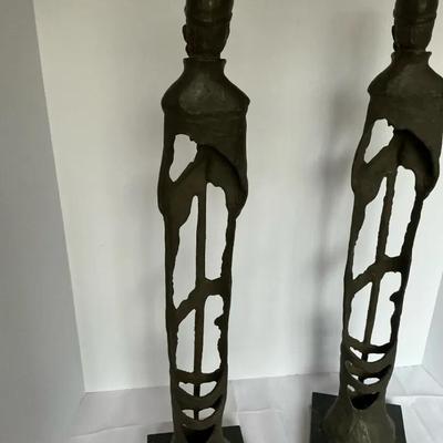 Pair Of Abstract Bronze Sculptures