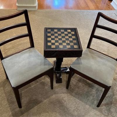 2 Chairs With Chess Game Side Table 