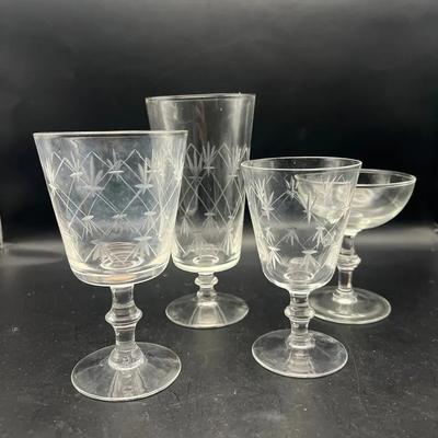 Mid Century Modern Iced Tea, Juice, and Water Starburst Glasses