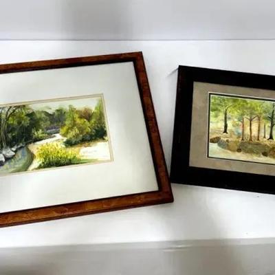 2 Original Watercolor Paintings Depicting Scenes In Nature