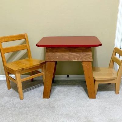 Vintage Handmade Child’s Table, 2 Chairs (different Sizes)