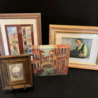 4 Italian Themed Art Paintings 