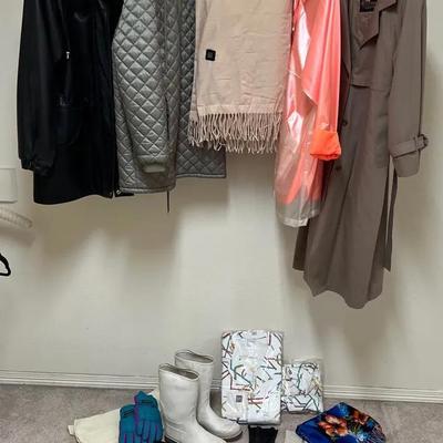 Collection of Women’s Coats, Raincoats, Gloves, Rainboots