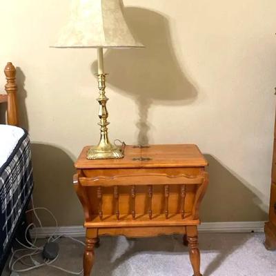 Early American Side Tables And Coordinating Brass Lamps
