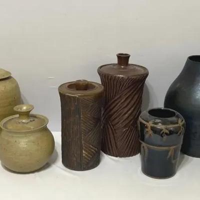 Six Pieces Of Miscellaneous, handmade pottery