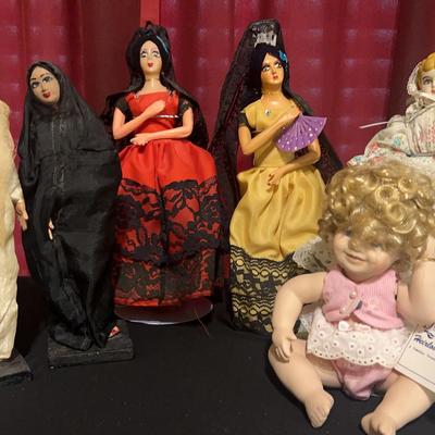 Vintage Folk Art Mexican Dolls, Porcelain Dolls