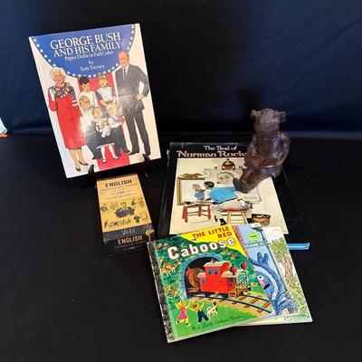 Norman Rockwell Hardback Book, Little Golden Books, Set Of Paper Dolls And Vintage Vocabulary Cards