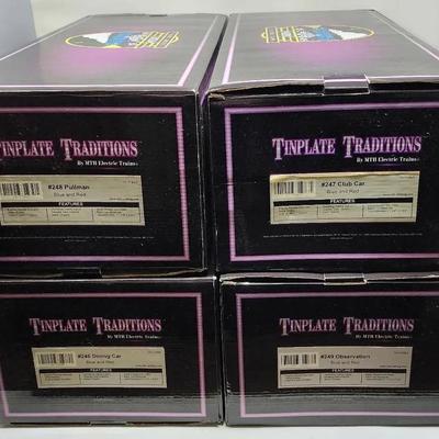 Tinplate Traditions Toy Trains Passenger Cars - Blue And Red Set