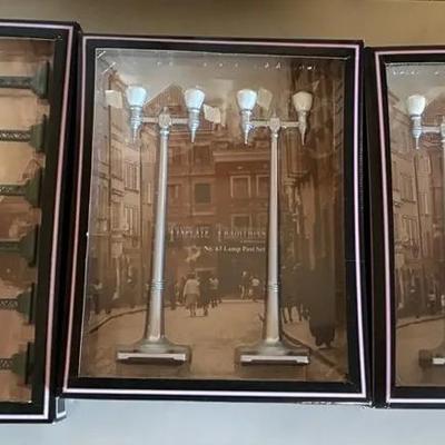 Tinplate Traditions by MTH - 2 Sets of Two Aluminum Colored Lamps and Telegraph Post Set