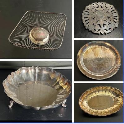 Wallace and William Rogers Silverplated Serve Ware, 5 Pcs