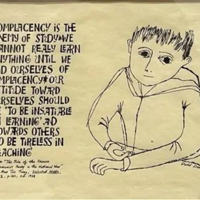 David Denovan Sketch and Mao Zedong Quote Collage Print, Framed