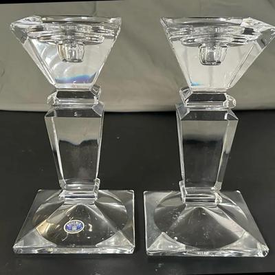 Bohemia, Czech Republic Lead Crystal Candle Holders, Pair