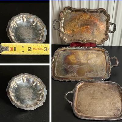 Vintage Silverplated Small Dish, Platter, Trays - 4 Pcs