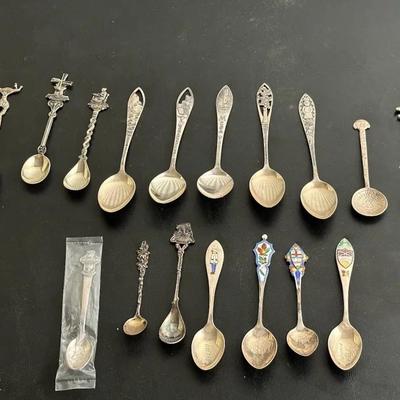 Sterling Silver and Silverplated Commemorative Teaspoons, 17 Pcs