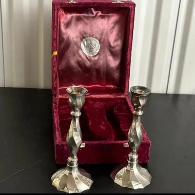 Judaica: Rosenthal Collection Shabbat Candle Holder with Box, Pair