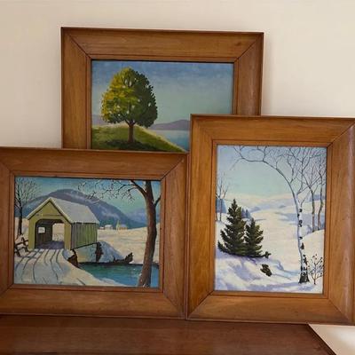 Three Original Oil On Board Landscape Paintings