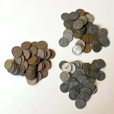 WWII Steel Pennies (50), Wheat Pennies (50), Copper and Steel Pennies (50)