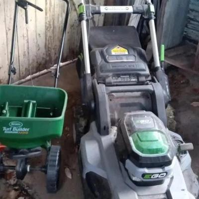 EGO Power Lawn Mower + Scotts Turf Builder Mini Seed Thrower