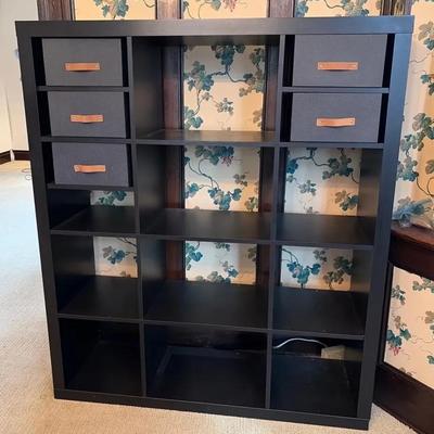 Multi-Cubby Black Storage Unit