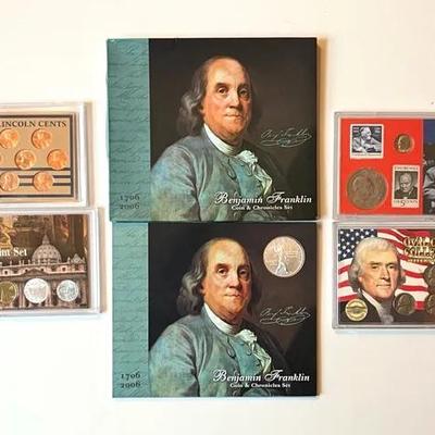 Various Presidential Mint Coin Sets with Franklin, Holy Year, Lincoln and Jefferson 