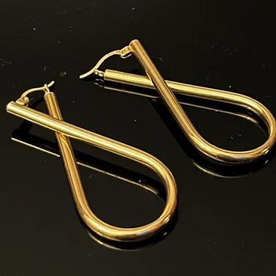 14K Yellow Gold Infinity Hoop Earrings 