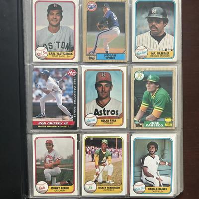 Over 100 Vintage Baseball Card Binder. Nolan Ryan, Rickey Henderson, Yaz, Griffey Jr., and More