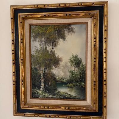 Original Oil On Canvas Landscape Painting of a Stream Scene by Tedeschi