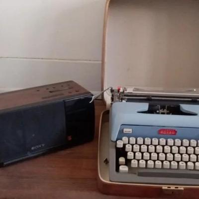 Vintage Royal Futura 800 Typewriter + Sony Radio 