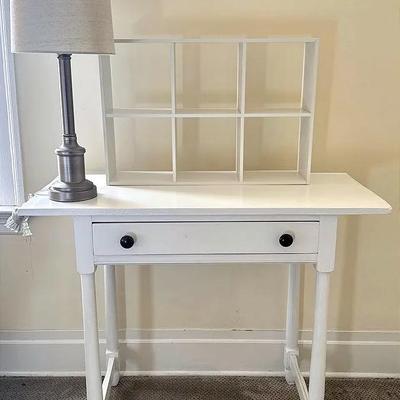 Vanity, Lamp, And Shelf Set