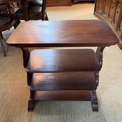 Four Tiered Inlaid Wood Side Table With Inlaid Top
