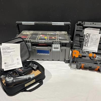 Husky Electric Tool Box, Rigid Brad Nailer & Craftsman Nextec Hammerhead Battery Nail Driver