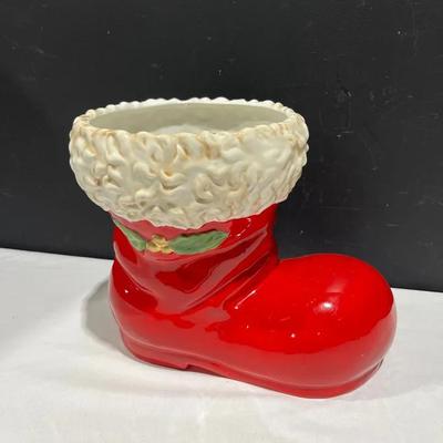 Ceramic Santa Boot Planter