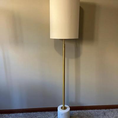 Possini Euro Design Luxe Italian Style Floor Lamp w/ Gold Finish & White Marble Base