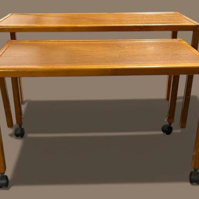 Vintage MCM Nesting Tables, One With Wheels