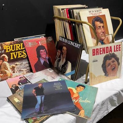 Vintage Record Album Stand With Records Mystery Lot
