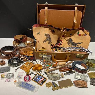 Vintage Boy Scouts Of America Leather Goods, Belts, Buckles, Pocket Knife, Pins, Suitcase & More