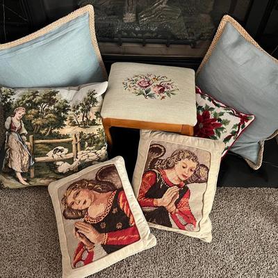 Needlepoint Pillows, Needlepoint Stool & More