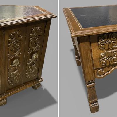 Wooden End Tables With Black Tops