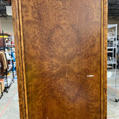 Boho Burlwood & Rattan Armoire