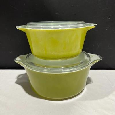 Vintage Pyrex Spring Blossom/Verde Casserole Dishes