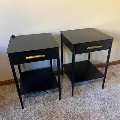 West Elm Metalwork Nightstands in a Black Finish w/ Brass-Finished Drawer Pulls 
