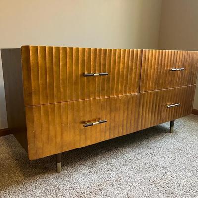 Convex Textured Dresser W/ 4 Drawers & Brass Handles