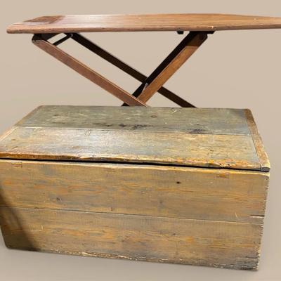 Vintage Wooden Chest & Vintage Wooden Ironing Board