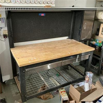 Sale Photo Thumbnail #20: Workshop Workbench with Pegboard and Wood Top __ SPECIAL PICKUP INSTRUCTIONS  READ BEFORE BIDDING ____