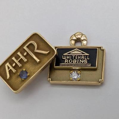 Two 10K Gold Service Pins 