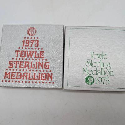 1973 & 1975 Towle Sterling Christmas Medallions 