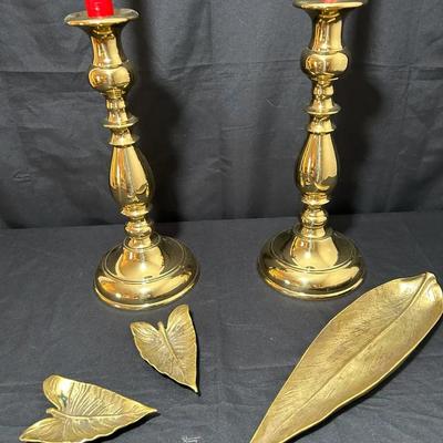 Va. Metalcrafters Large Candlesticks, Butterfly Bush, Calla Lilly’s
