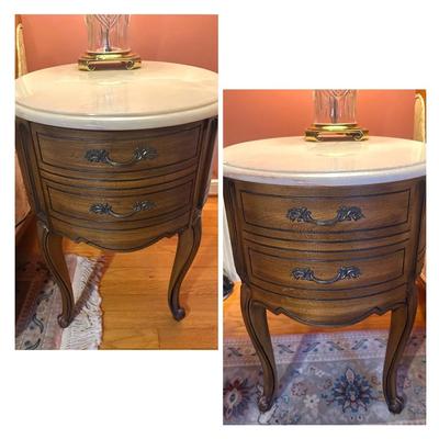 Pair of Weiman Marble Top Side Tables